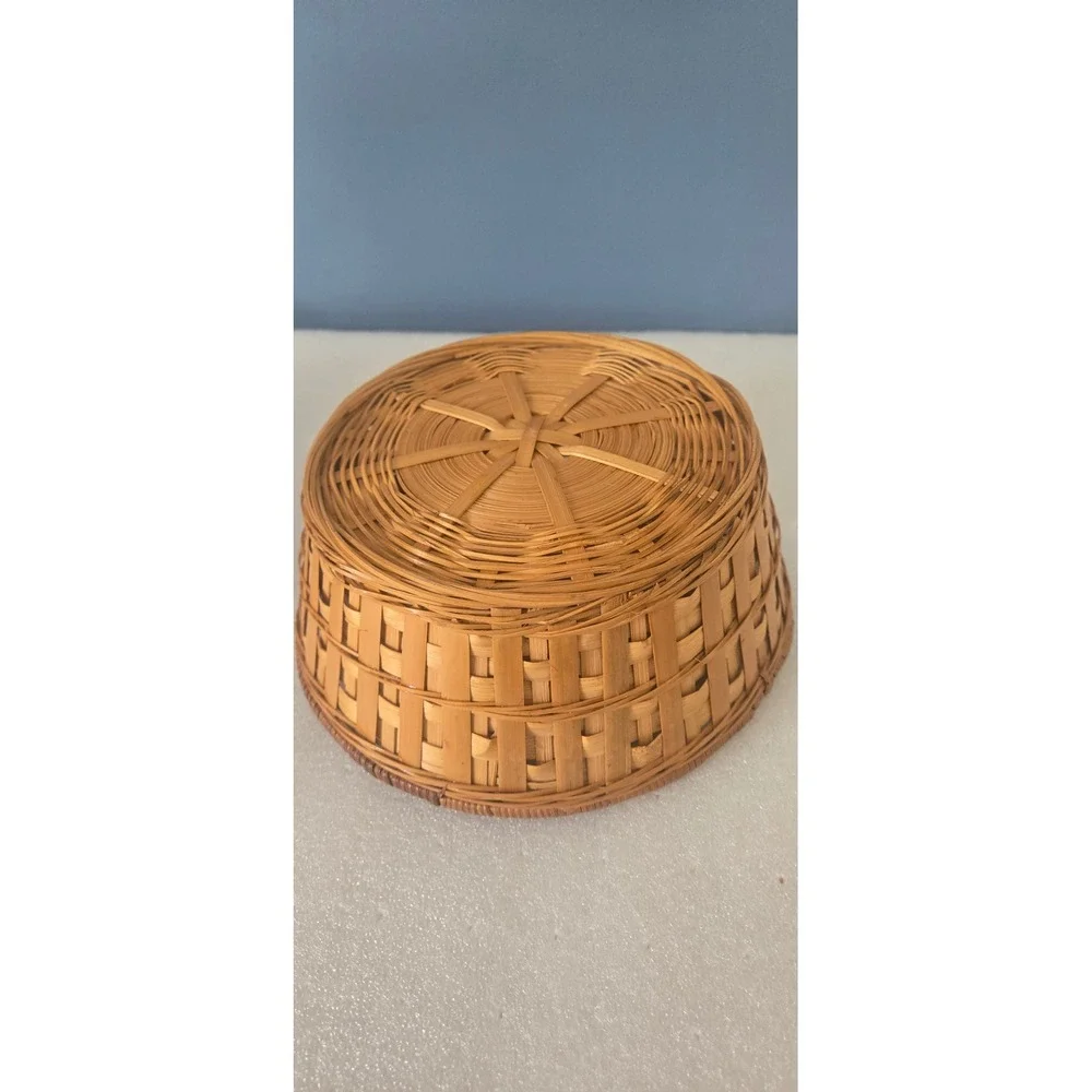 Vintage Woven Wicker Basket Set of 3 Natural Wood Boho Home Decor Organizers
